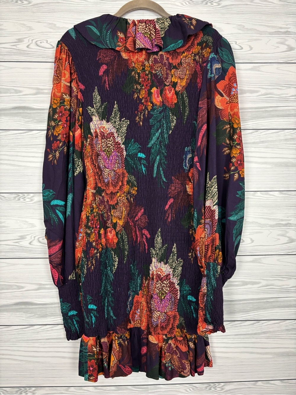 FARM Rio ruched flower scarves burgundy mini dress size large - Picture 11 of 11